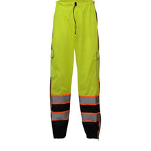 Load image into Gallery viewer, GSS 3807 - Safety Green High Visibility Rain Pants | Front View 
