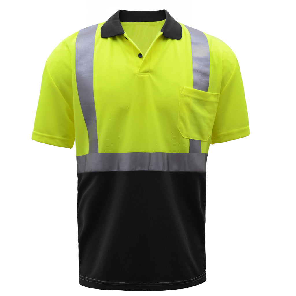 GSS 5003 - Safety Green Hi-Viz Polo Shirt | Front View