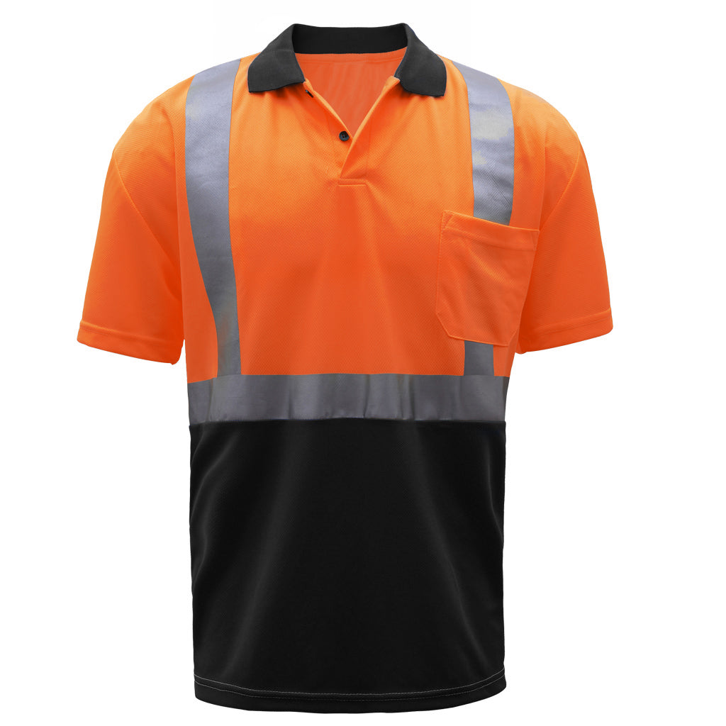 GSS 5004 - Safety Orange Hi-Viz Polo Shirt | Front View