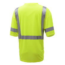 Load image into Gallery viewer, GSS 5007 - Safety Green Hi-Viz Short Sleeve Shirt | Back Right View
