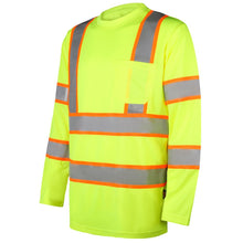 Load image into Gallery viewer, GSS 5013 - Safety Green Hi-Viz Long Sleeve Shirt  Front Left View

