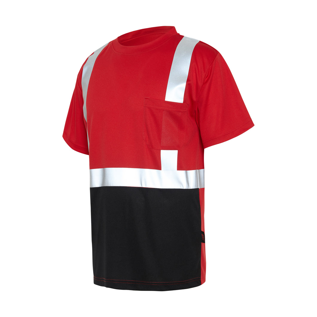 GSS 5124 - Red Hi-Viz Short Sleeve Shirt | Front Left View