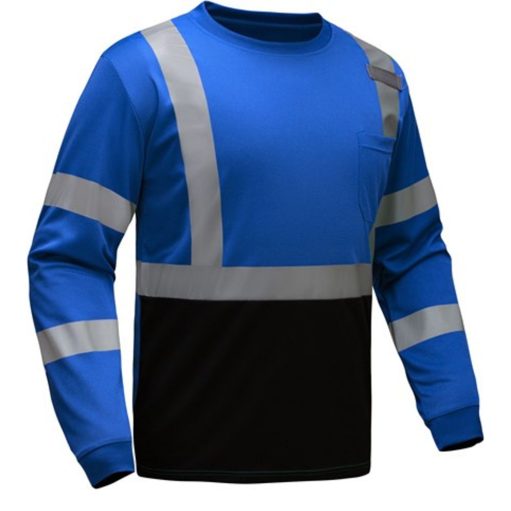 GSS 5133 - Blue Hi-Viz Long Sleeve Shirt | Front Right View