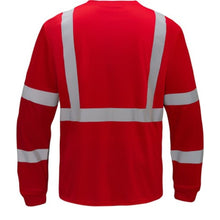Load image into Gallery viewer, GSS 5134 - Red Hi-Viz Long Sleeve Shirt | Back View
