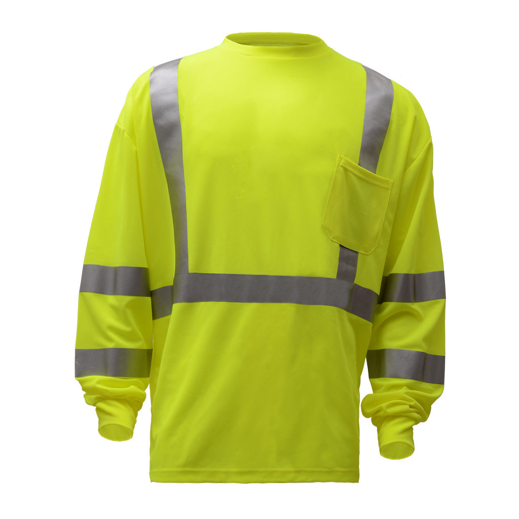 GSS 5505 - Safety Green Hi-Viz Long Sleeve Shirt | Front View