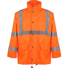 Load image into Gallery viewer, GSS 6002 – Safety Orange Hi-Viz Rain Jacket | Front View    
