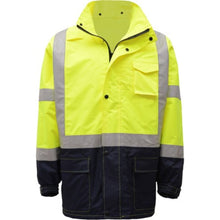 Load image into Gallery viewer, GSS 6003 – Safety Green Hi-Viz Rain Jacket | Front View    
