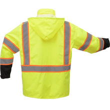 Load image into Gallery viewer, GSS 6005 – Safety Green Hi-Viz Rain Jacket | Back View    

