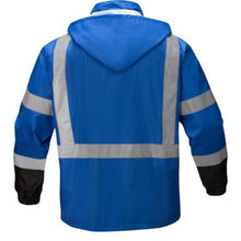 Load image into Gallery viewer, GSS 6013 – Blue High Visibility Rain Jacket | Back View 
