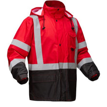 Load image into Gallery viewer, GSS 6014 – Red High Visibility Rain Jacket | Front Right View 
