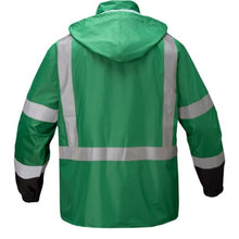 Load image into Gallery viewer, GSS 6016 – Forest Green High Visibility Rain Jacket | Back View 
