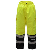 Load image into Gallery viewer, GSS 6711 - Safety Green High Visibility Rain Pants | Front View 
