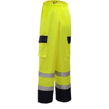 Load image into Gallery viewer, GSS 6803 – Safety Green High Visibility Rain Pants | Back View 
