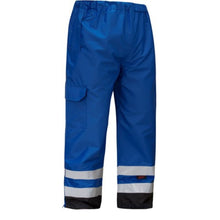 Load image into Gallery viewer, GSS 6813- Blue High Visibility Rain Pants | Front Right View 
