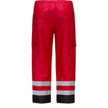Load image into Gallery viewer, GSS 6814 – Red High Visibility Rain Pants | Back View 
