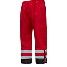Load image into Gallery viewer, GSS 6814- Red High Visibility Rain Pants | Front Left View 
