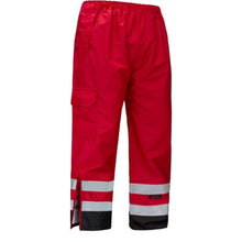 Load image into Gallery viewer, GSS 6814- Red High Visibility Rain Pants | Front Right View 
