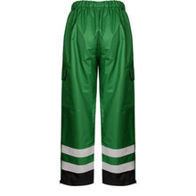 Load image into Gallery viewer, GSS 6816- Forest Green High Visibility Rain Pants | Back View 
