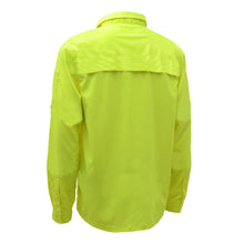 Load image into Gallery viewer, GSS 7507 - Safety Green Hi-Viz Button Down Shirt | Back Left View
