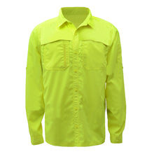 Load image into Gallery viewer, GSS 7507 - Safety Green Hi-Viz Button Down Shirt | Front View
