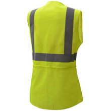 Load image into Gallery viewer, GSS 7803 - Safety Green Women&#39;s Safety Vest | Back Right View
