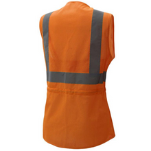 Load image into Gallery viewer, GSS 7804 - Safety Orange Women&#39;s Safety Vest | Back Right View
