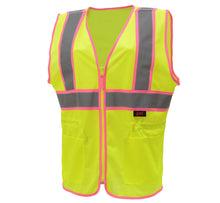 Load image into Gallery viewer, GSS 7805 - Pink Trim Women&#39;s Safety Vest | Front Left View
