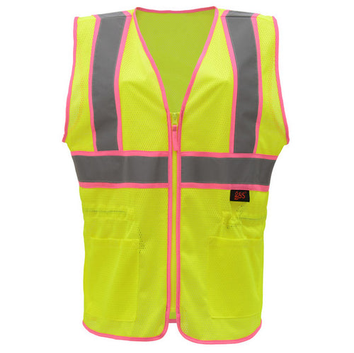 GSS 7805 - Pink Trim Women's Safety Vest | Front View