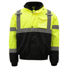 Load image into Gallery viewer, GSS 8001 - Safety Green Hi-Viz Bomber Jacket | Front View
