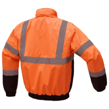 Load image into Gallery viewer, GSS 8002 - Safety Orange Hi-Viz Bomber Jacket | Back View
