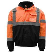 Load image into Gallery viewer, GSS 8002 - Safety Orange Hi-Viz Bomber Jacket | Front View
