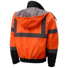 Load image into Gallery viewer, GSS 8004 - Safety Orange Hi-Viz Bomber Jacket | Back View
