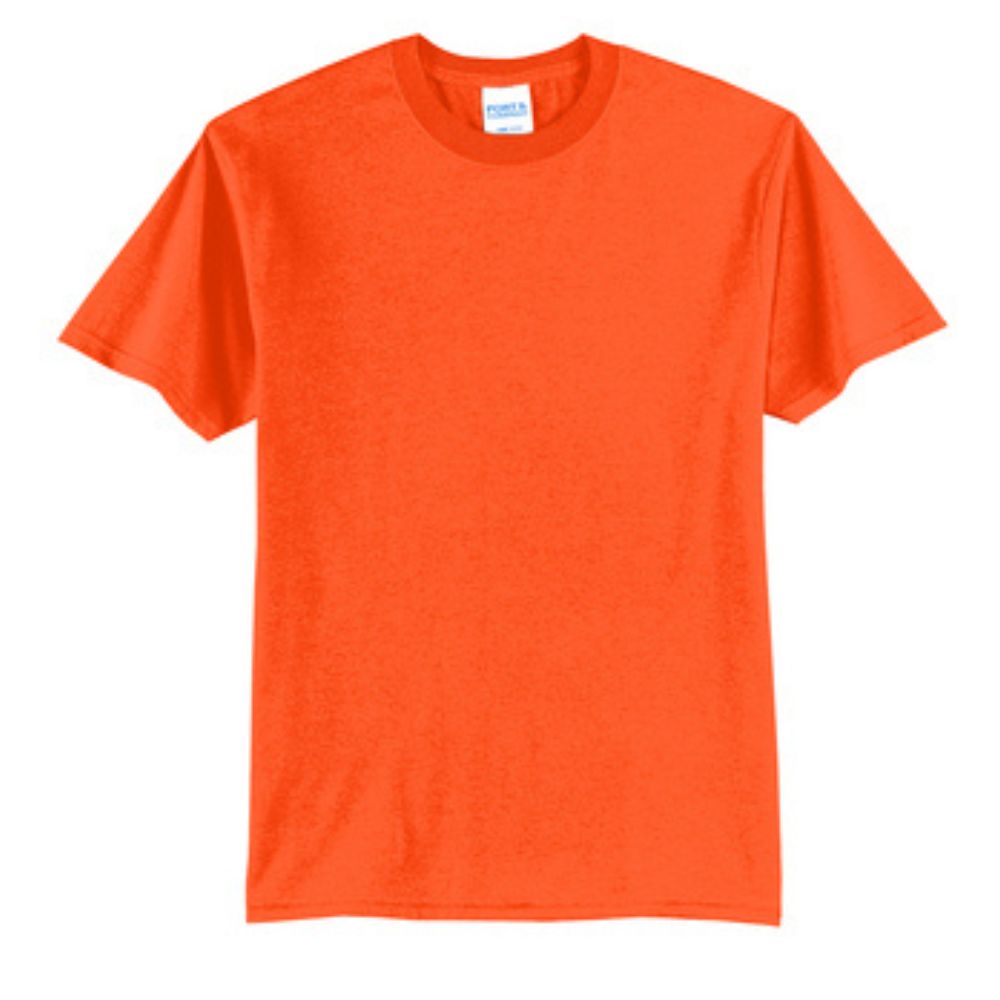 Port & Company PC55 – Safety Orange Hi-Viz Short Sleeve Shirt | Front View 