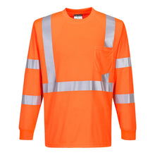 Load image into Gallery viewer, Portwest S192ORR - Safety Orange Hi-Viz Long Sleeve Shirt | Front View
