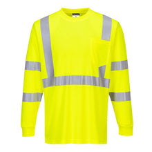 Load image into Gallery viewer, Portwest S192YER - Safety Green Hi-Viz Long Sleeve Shirt | Front View
