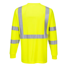 Load image into Gallery viewer, Portwest S192YER - Safety Green Hi-Viz Long Sleeve Shirt | Back View

