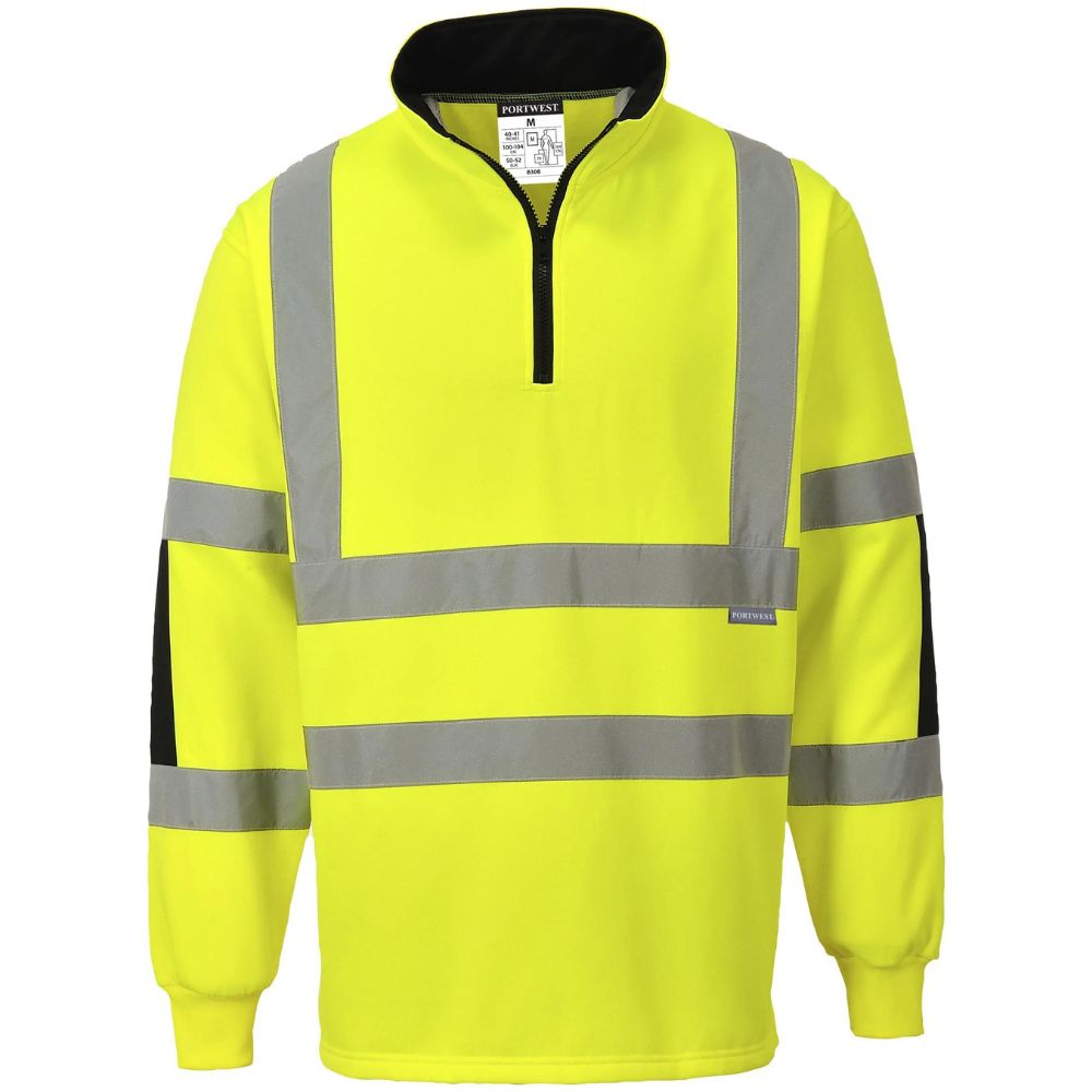 Portwest B308YER - Safety Green ANSI Class 3 Sweatshirt  Front View