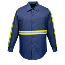 Load image into Gallery viewer, Portwest F125 – Navy Hi-Viz Button Down Shirt | Front View 
