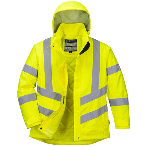 Portwest LW74 - Safety Green Hi-Viz Parkas  Front View