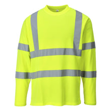 Load image into Gallery viewer, Portwest S278YER – Safety Green Hi-Viz Long Sleeve Shirt | Front View 
