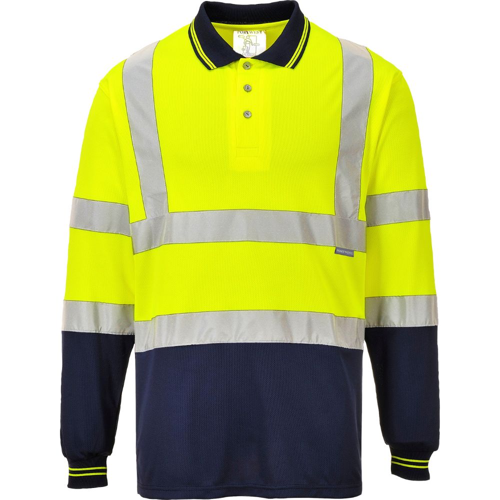 Portwest S279YNR - Safety Green Hi-Viz Polo Shirt  Front View