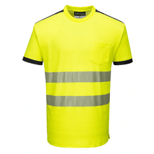 Load image into Gallery viewer, Portwest T181YBR - Safety Green Hi-Viz Short Sleeve Shirt | Front View
