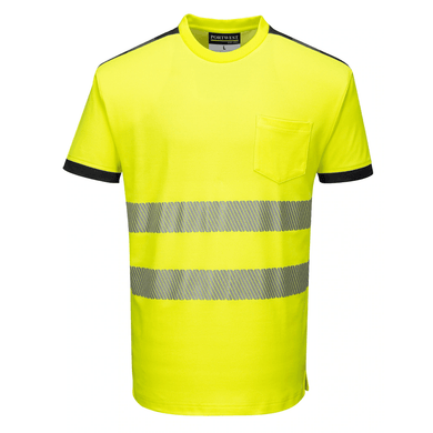 Portwest T181YBR - Safety Green Hi-Viz Short Sleeve Shirt | Front View