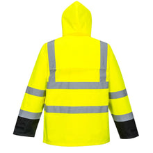 Load image into Gallery viewer, Portwest US366 – Safety Green High Visibility Rain Jacket | Back View 
