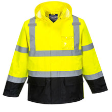 Load image into Gallery viewer, Portwest US366 – Safety Green High Visibility Rain Jacket | Front View 
