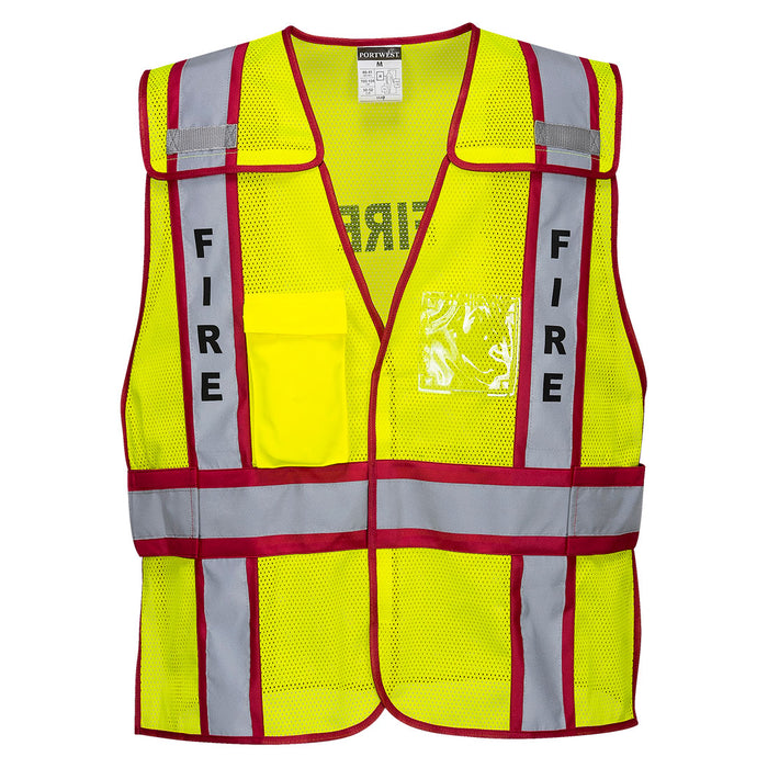 Portwest US387 – Red Trim Firefighter Safety Vest | Front View    