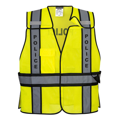 Portwest US387 – Black Trim Police Safety Vest | Front View 