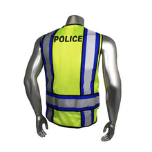 Load image into Gallery viewer, Radians LHV-207-4C-POL - Blue Trim Police Safety Vest | Back Right View
