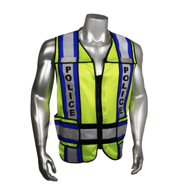 Radians LHV-207-4C-POL - Blue Trim Police Safety Vest | Front View