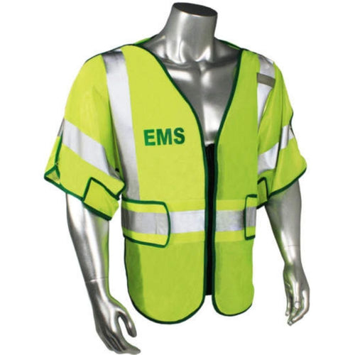Radians LHV-PS3-DSZR-EMS – Green Trim EMS Safety Vest | Front View 